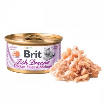 Brit Fish Dreams Chicken Fillet & Shrimps Cat Can Food 80g Carton (24 Cans)